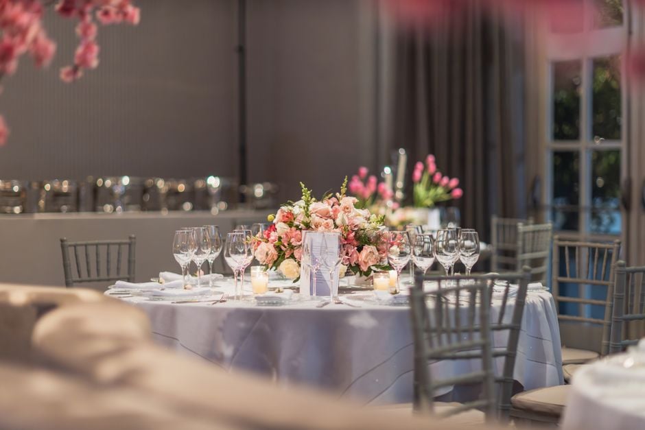 wedding shower venue beautifully decorated table bridal shower flowers
